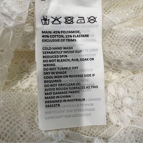 Bardot Adoni Lace Bodysuit White Sheer High-Cut Thong L NWT - Picture 14 of 14